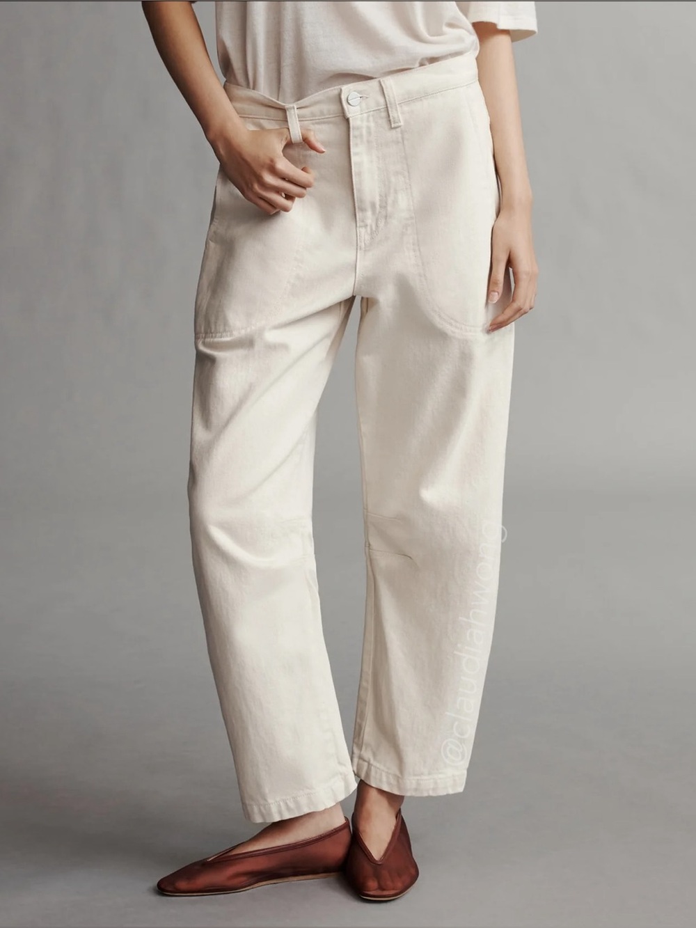 TWP Jetties Barrel Leg Beach Pants in Natural Denim